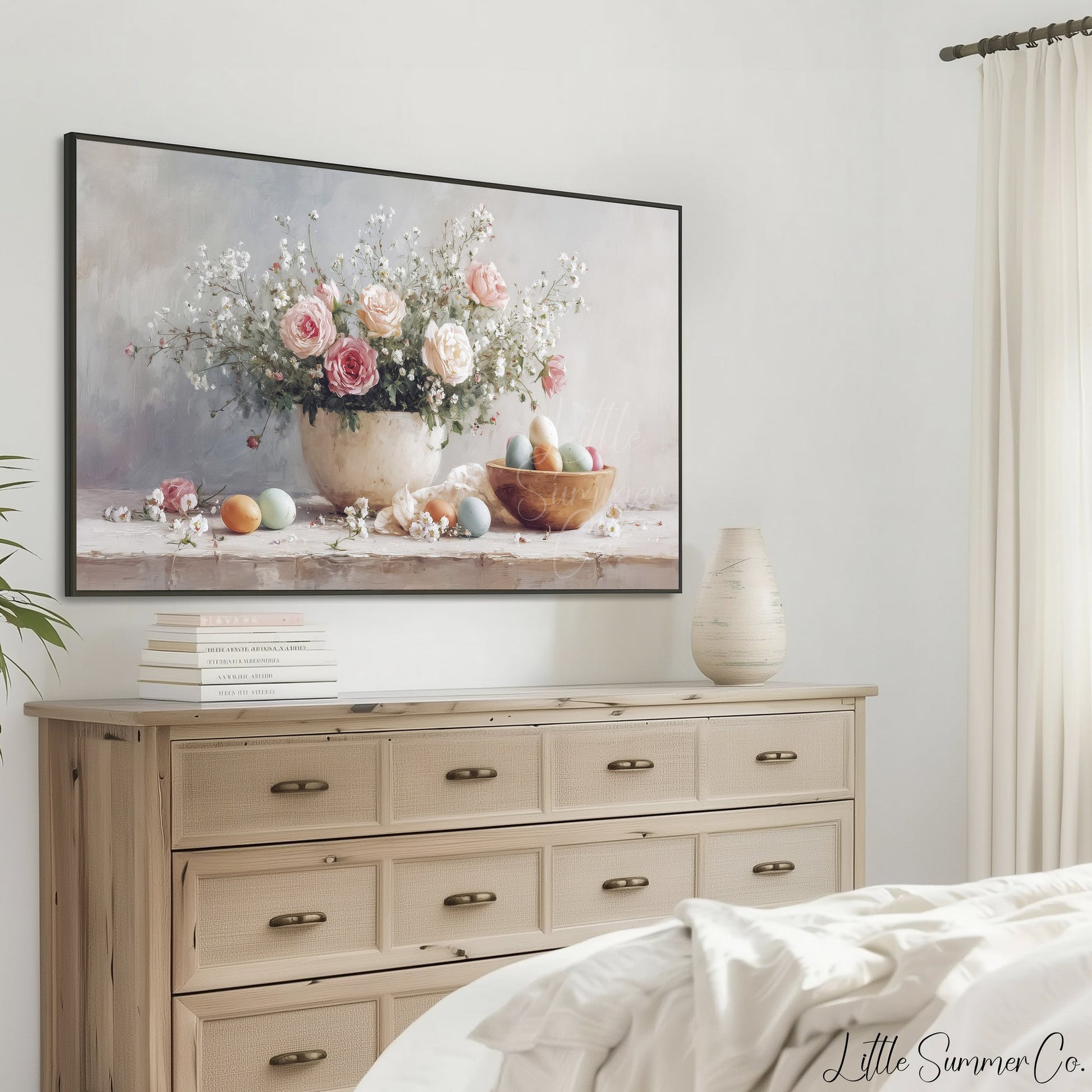 Easter Florals Frame TV Art displayed on a TV