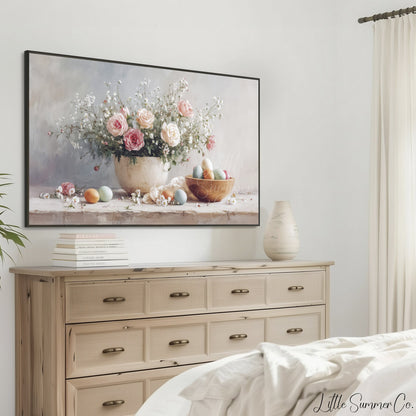 Easter Florals Frame TV Art displayed on a TV