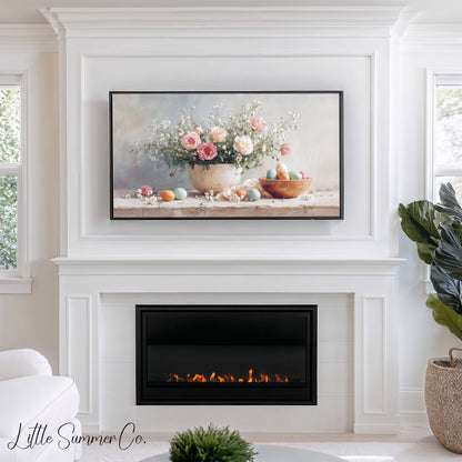 Easter Florals Frame TV Art displayed on a TV