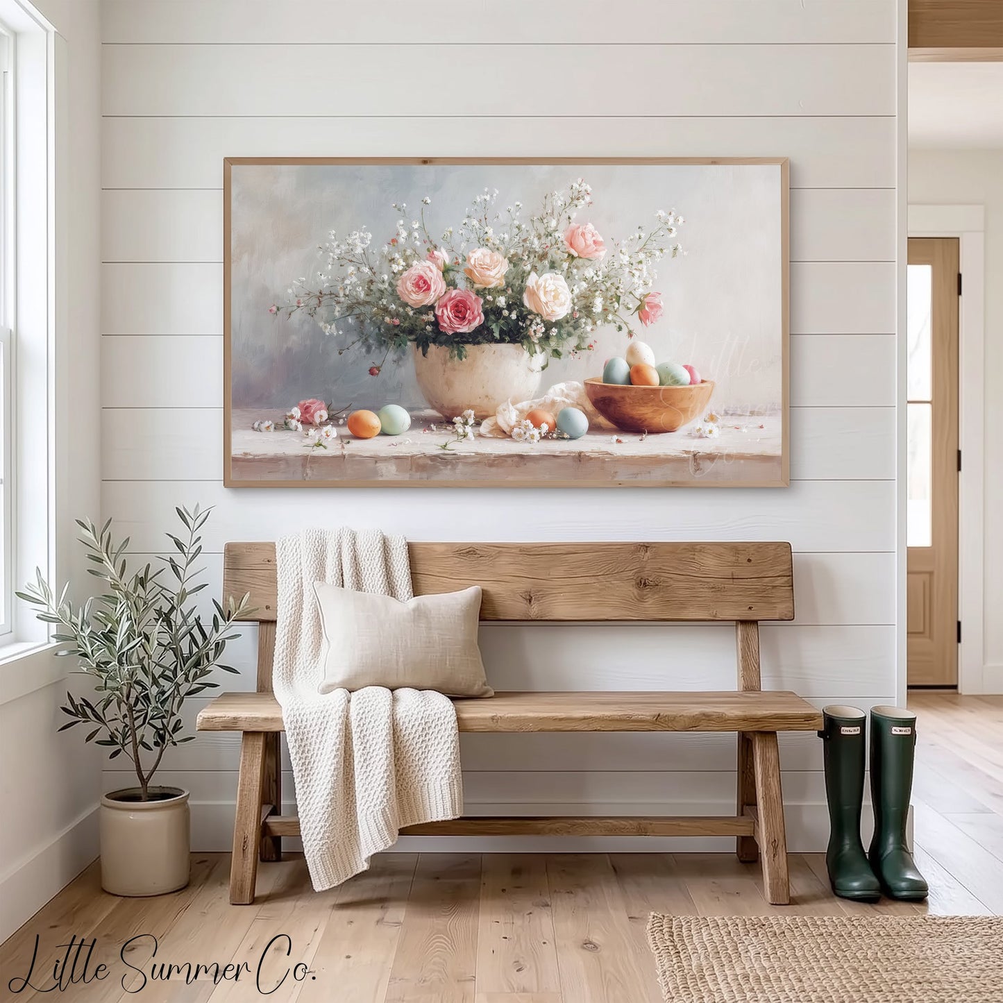Easter Florals Frame TV Art displayed on a TV