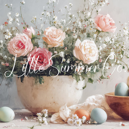 Easter Florals Frame TV Art displayed on a TV