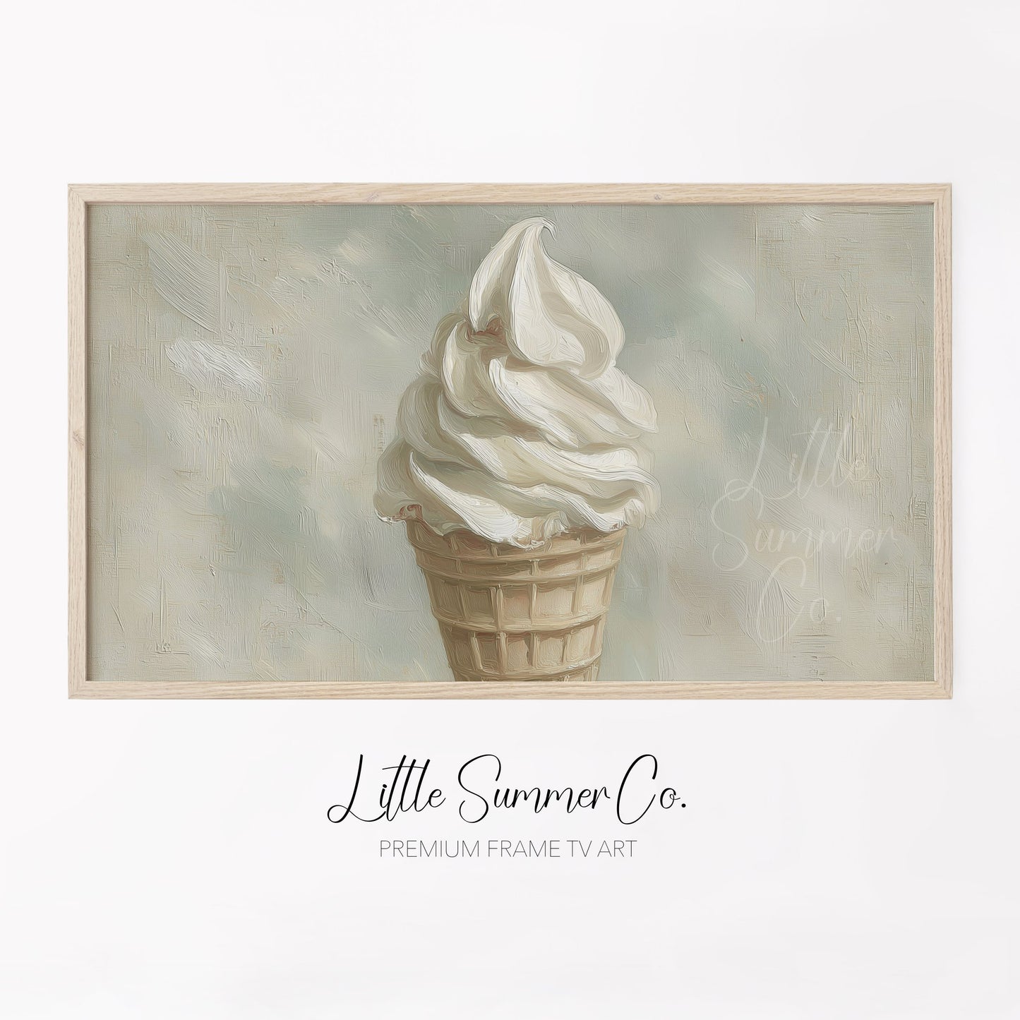 Vanilla Ice Cream Cone Frame TV Art displayed on a TV