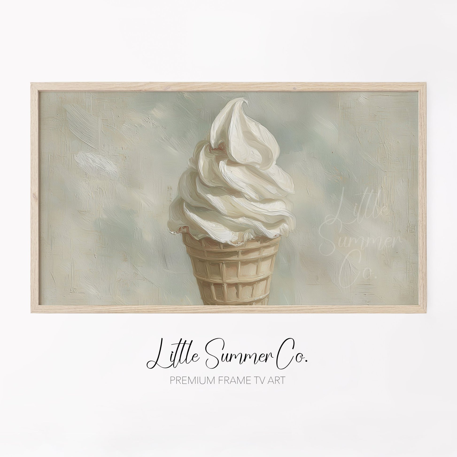 Vanilla Ice Cream Cone Frame TV Art displayed on a TV