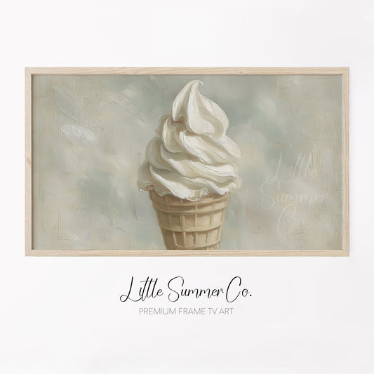 Vanilla Ice Cream Cone Frame TV Art displayed on a TV