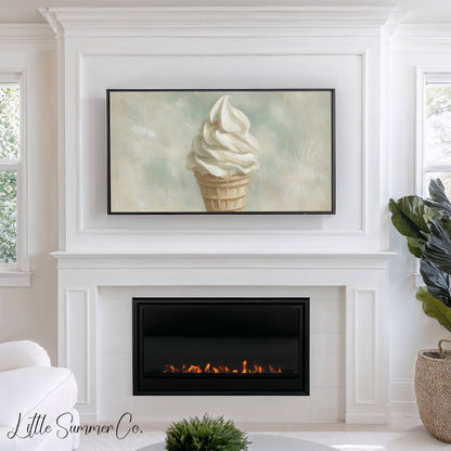 Vanilla Ice Cream Cone Frame TV Art displayed on a TV