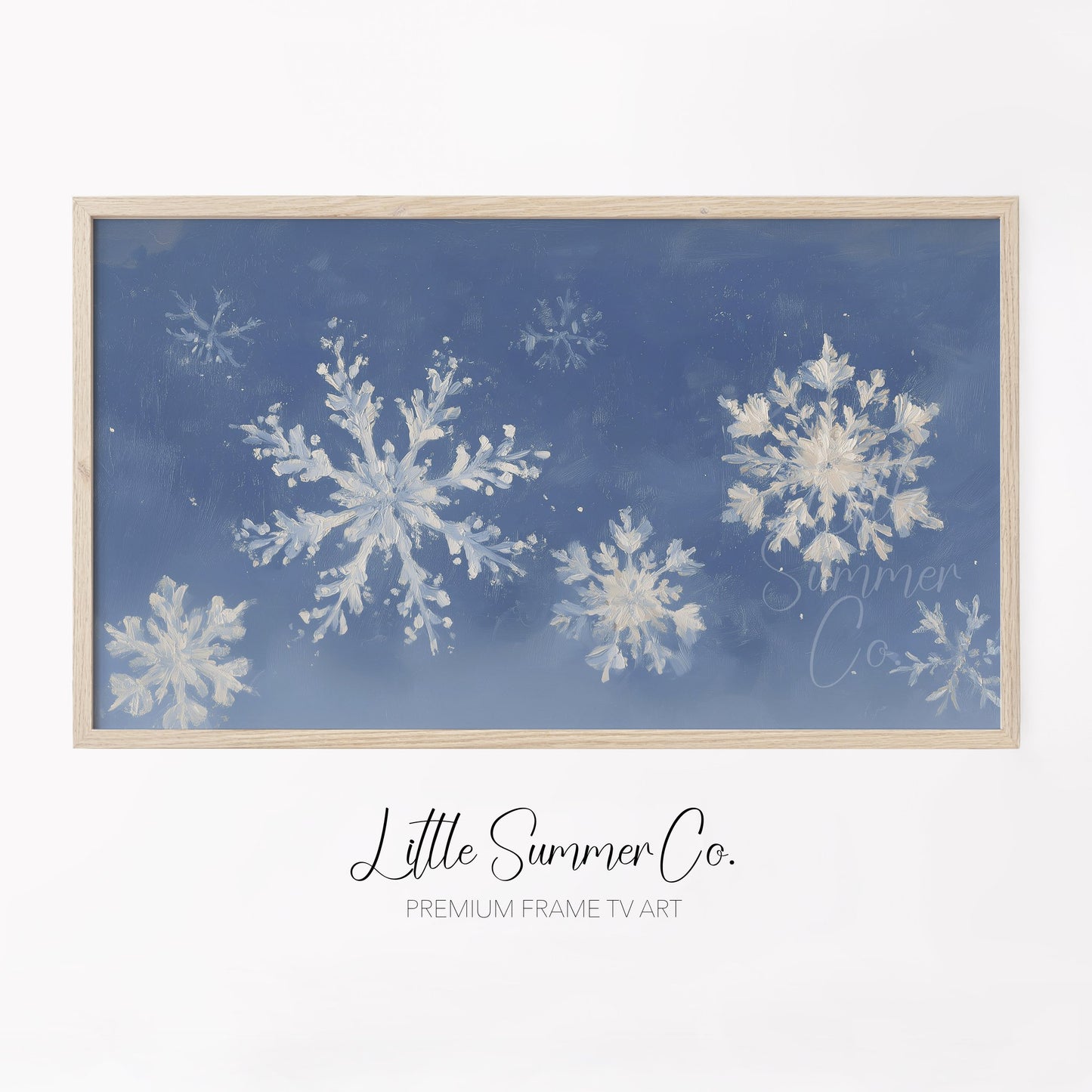 Snowflake Pattern Frame TV Art displayed on a TV