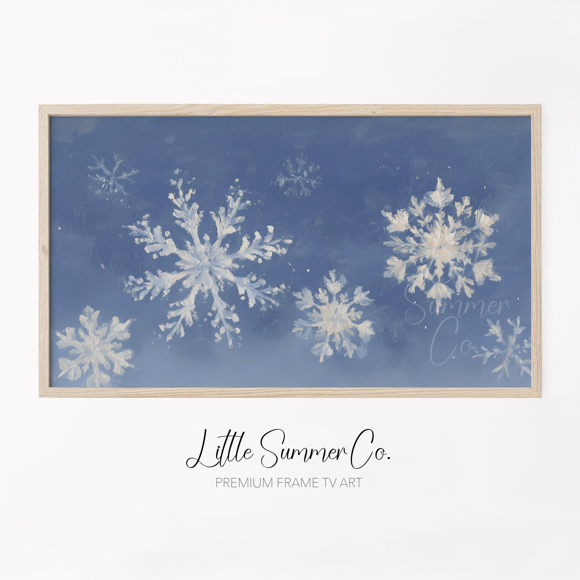 Snowflake Pattern Frame TV Art displayed on a TV