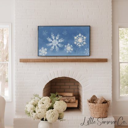 Snowflake Pattern Frame TV Art displayed on a TV
