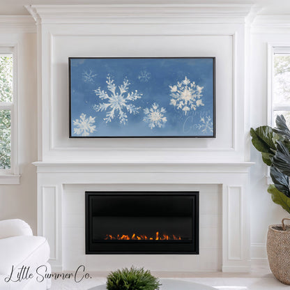 Snowflake Pattern Frame TV Art displayed on a TV