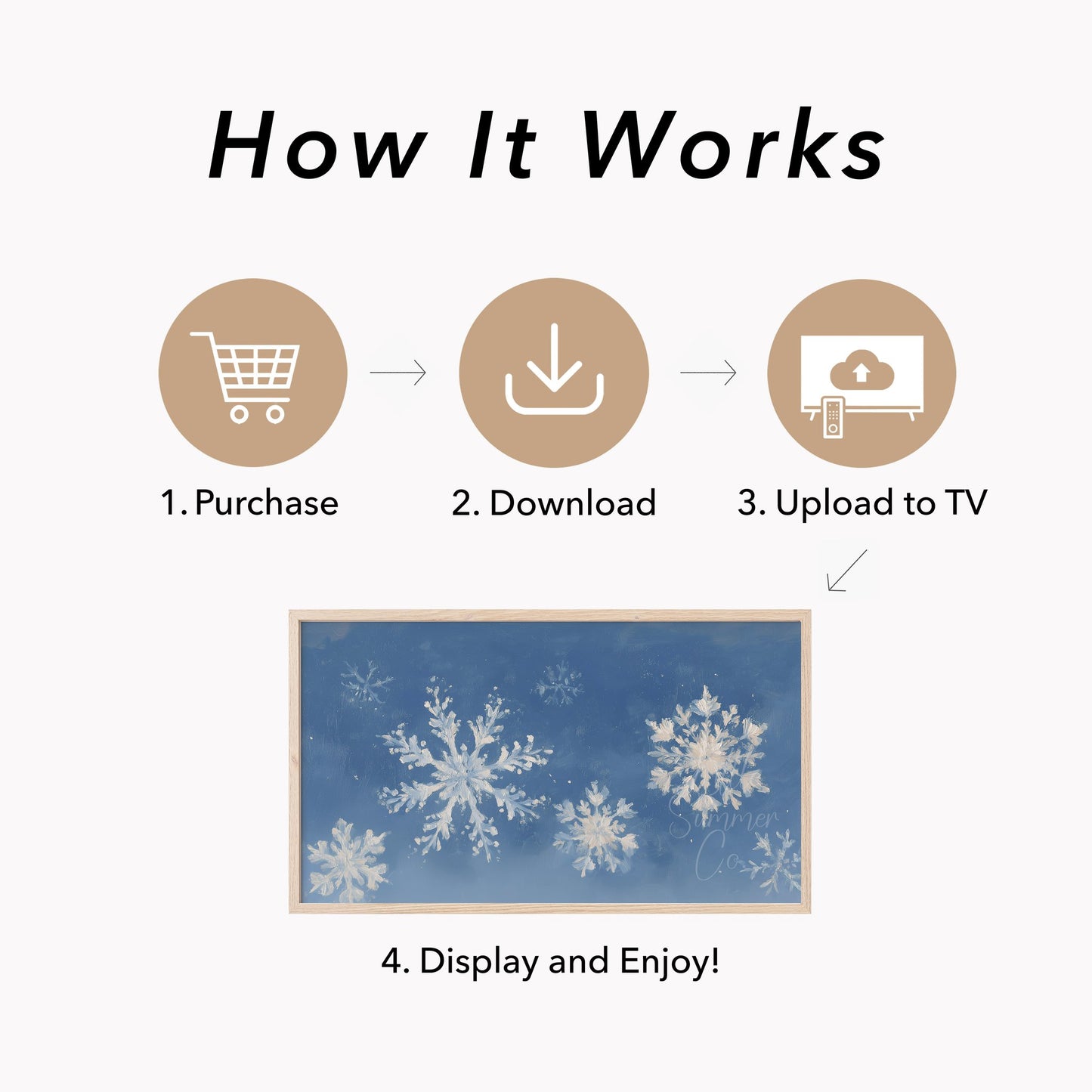 Snowflake Pattern Frame TV Art displayed on a TV