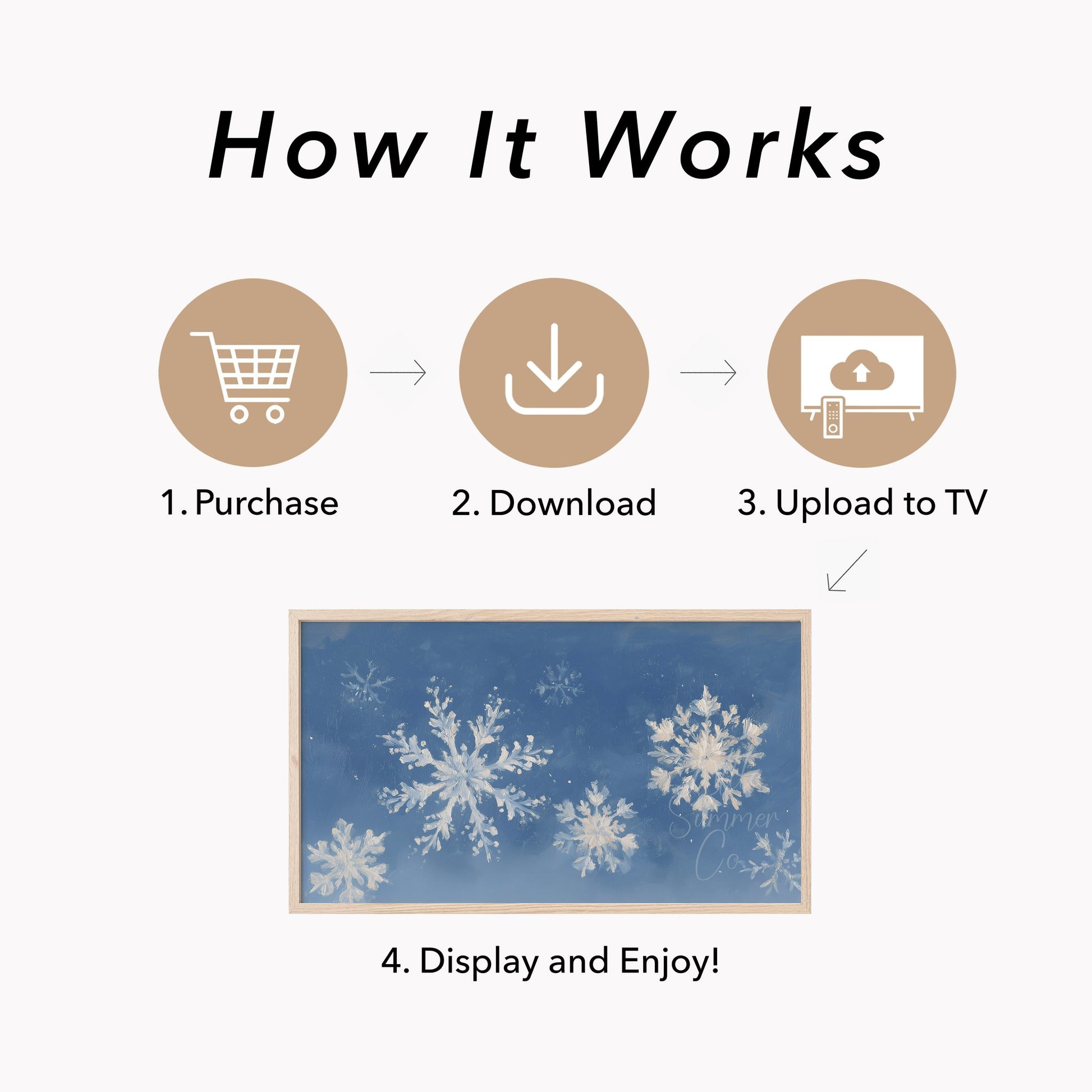 Snowflake Pattern Frame TV Art displayed on a TV