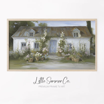 Garden Cottage Frame TV Art displayed on a TV