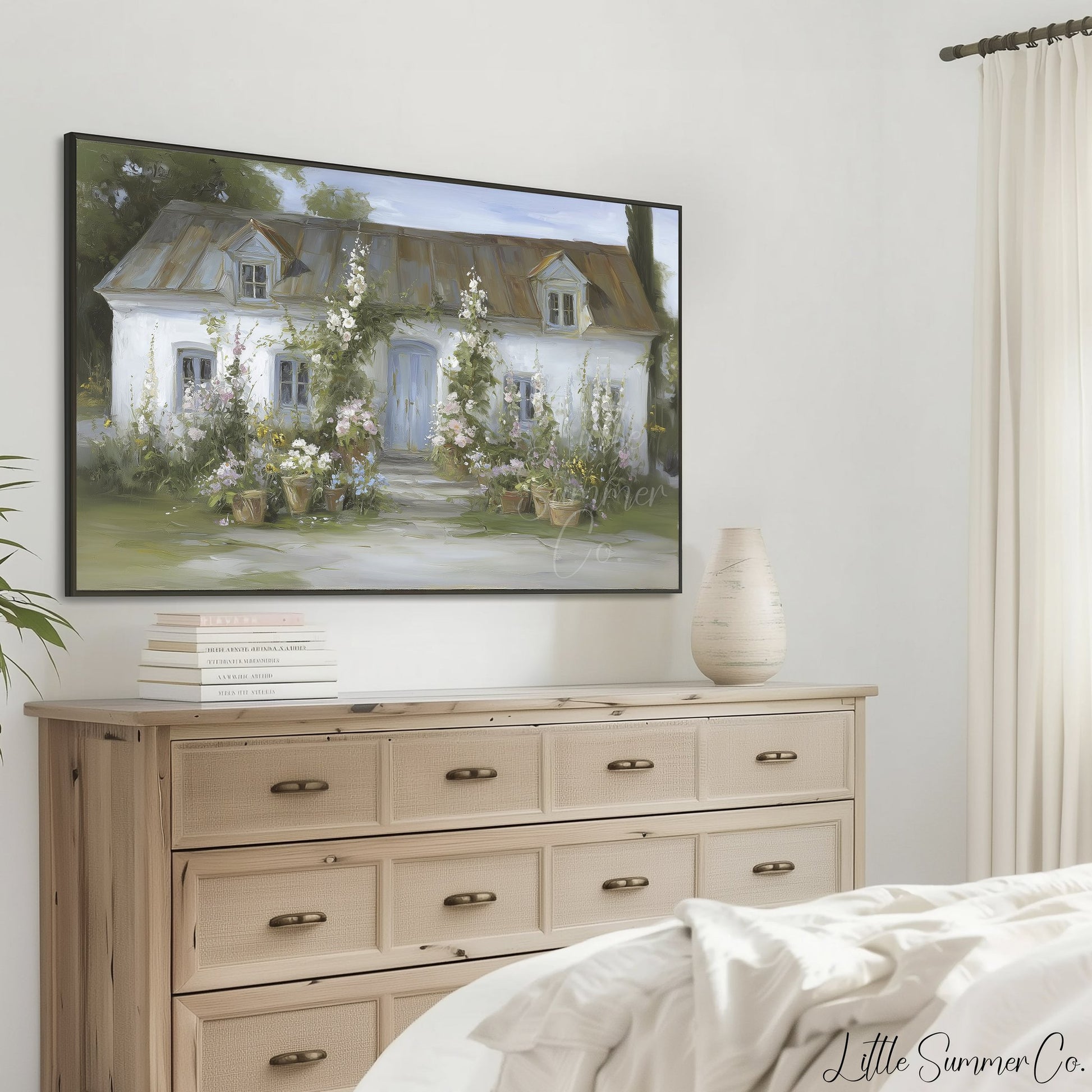 Garden Cottage Frame TV Art displayed on a TV