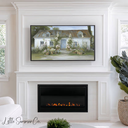 Garden Cottage Frame TV Art displayed on a TV