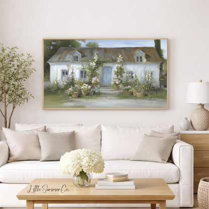 Garden Cottage Frame TV Art displayed on a TV