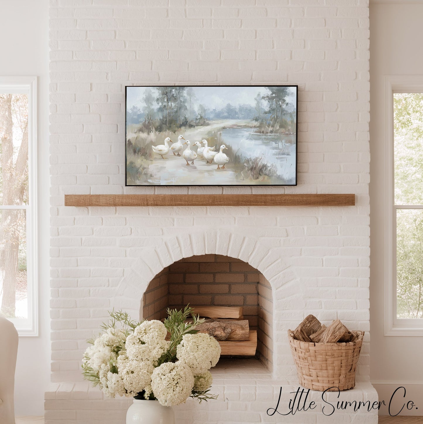 Pond Ducks Frame TV Art displayed on a TV
