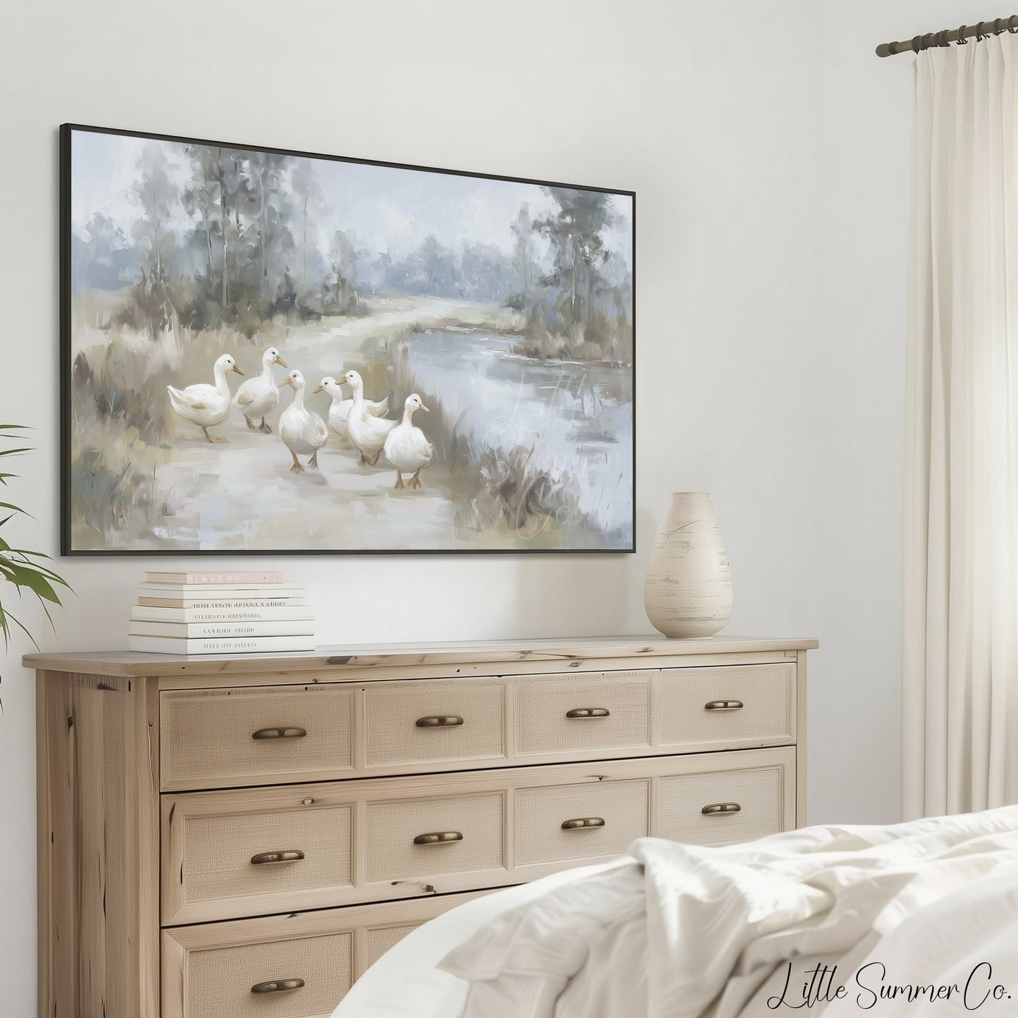Pond Ducks Frame TV Art displayed on a TV