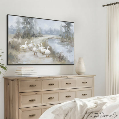 Pond Ducks Frame TV Art displayed on a TV