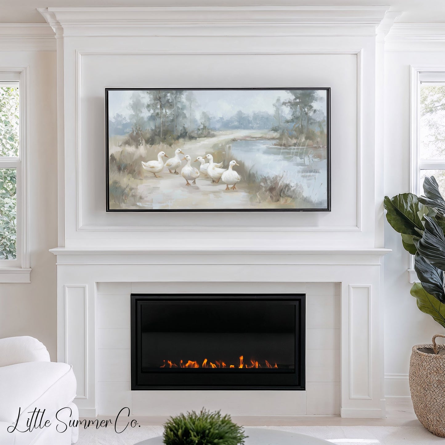 Pond Ducks Frame TV Art displayed on a TV