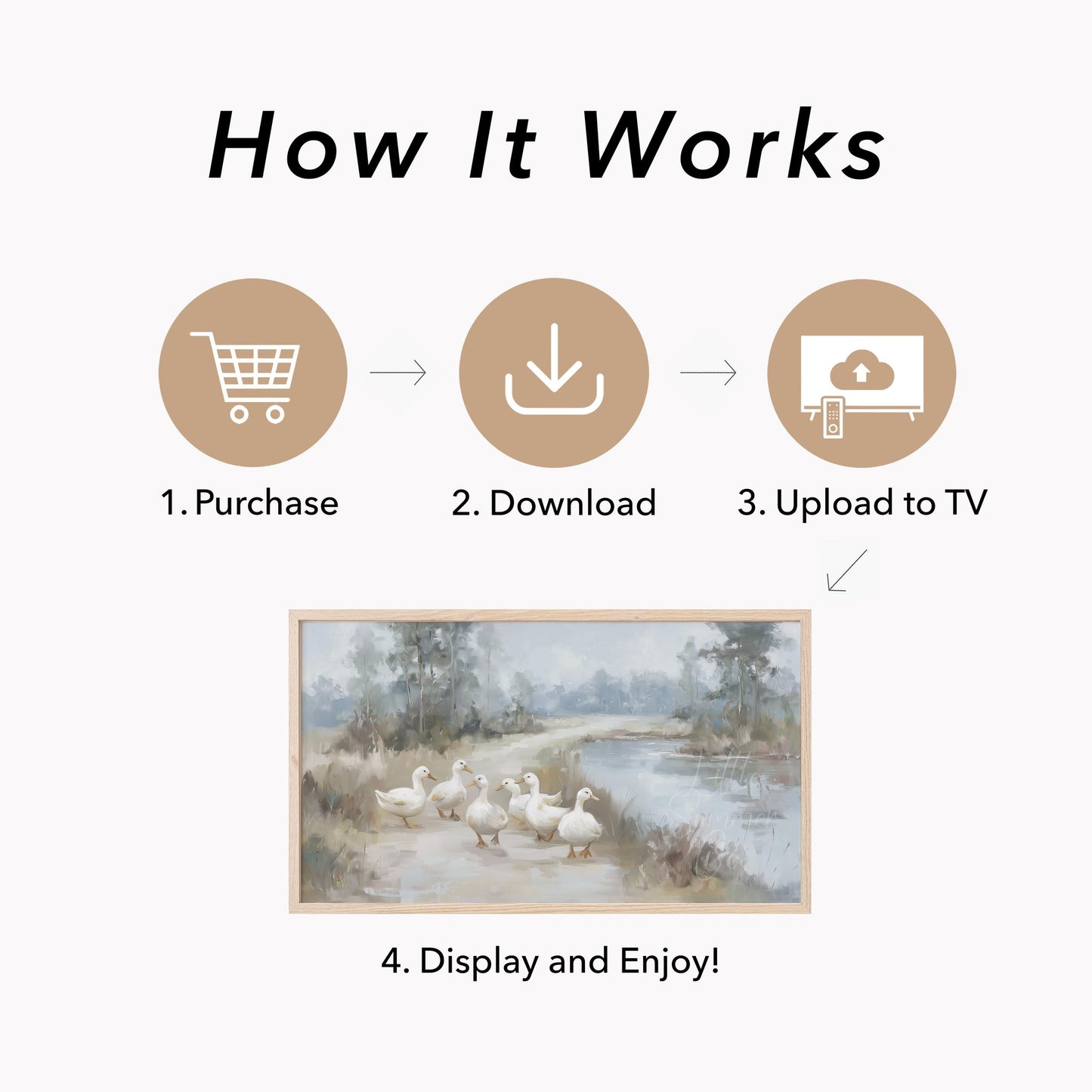 Pond Ducks Frame TV Art displayed on a TV