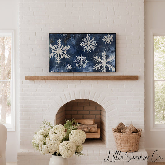 Snowflake Cluster Frame TV Art displayed on a TV