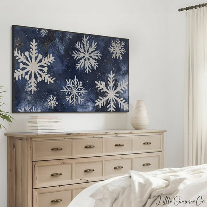 Snowflake Cluster Frame TV Art displayed on a TV