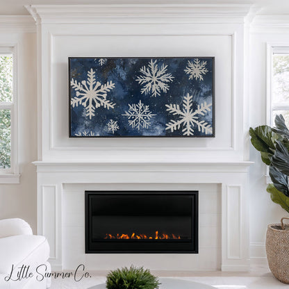 Snowflake Cluster Frame TV Art displayed on a TV