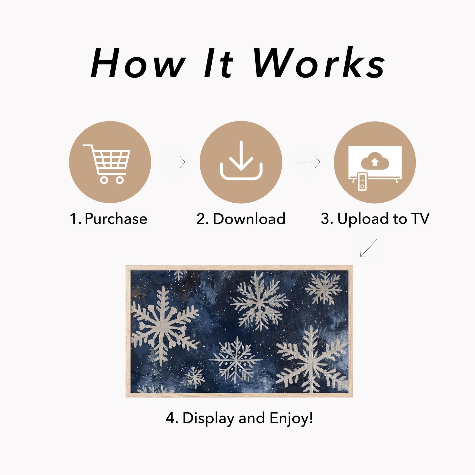 Snowflake Cluster Frame TV Art displayed on a TV