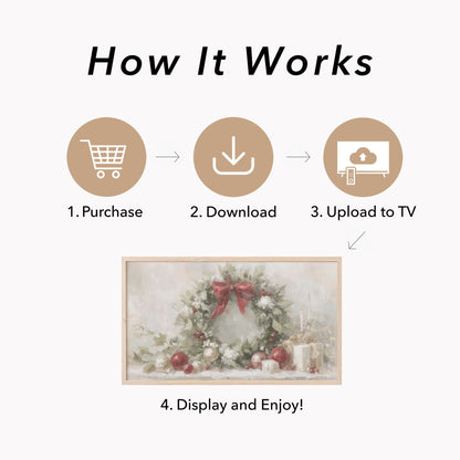 Christmas Wreath Holly Frame TV Art displayed on a TV