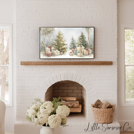 Christmas Trees and Gifts Frame TV Art displayed on a TV