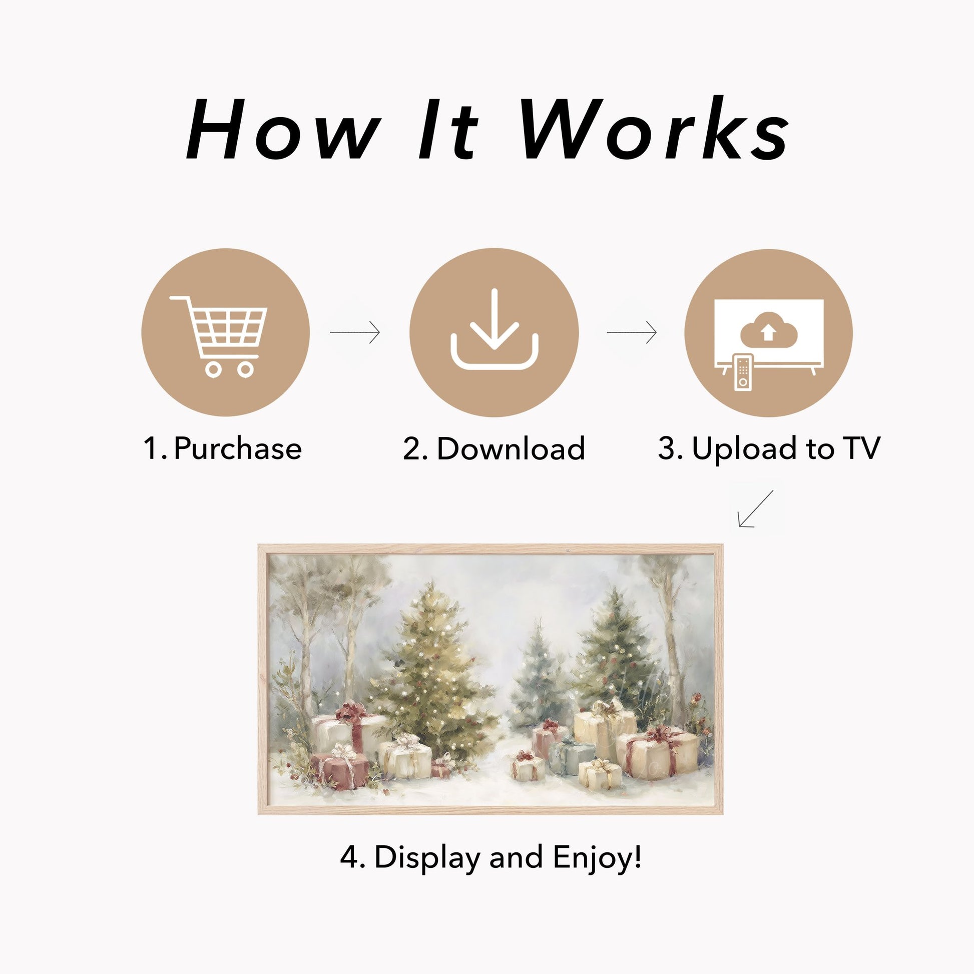 Christmas Trees and Gifts Frame TV Art displayed on a TV