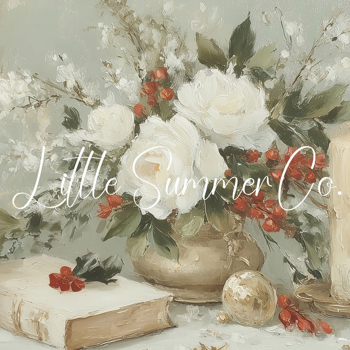 Holiday Candles and Flowers Frame TV Art displayed on a TV