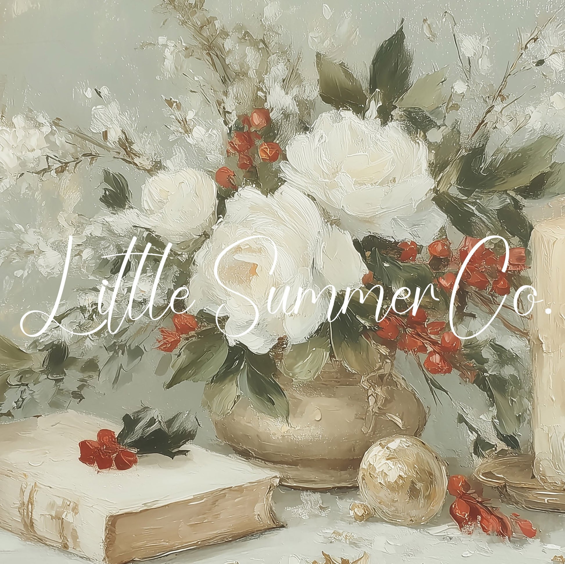 Holiday Candles and Flowers Frame TV Art displayed on a TV