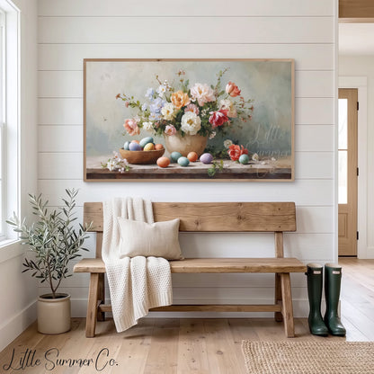 Easter Bouquet Frame TV Art displayed on a TV