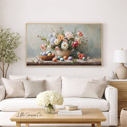 Easter Bouquet Frame TV Art displayed on a TV