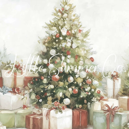 Christmas Trees and Presents Frame TV Art displayed on a TV