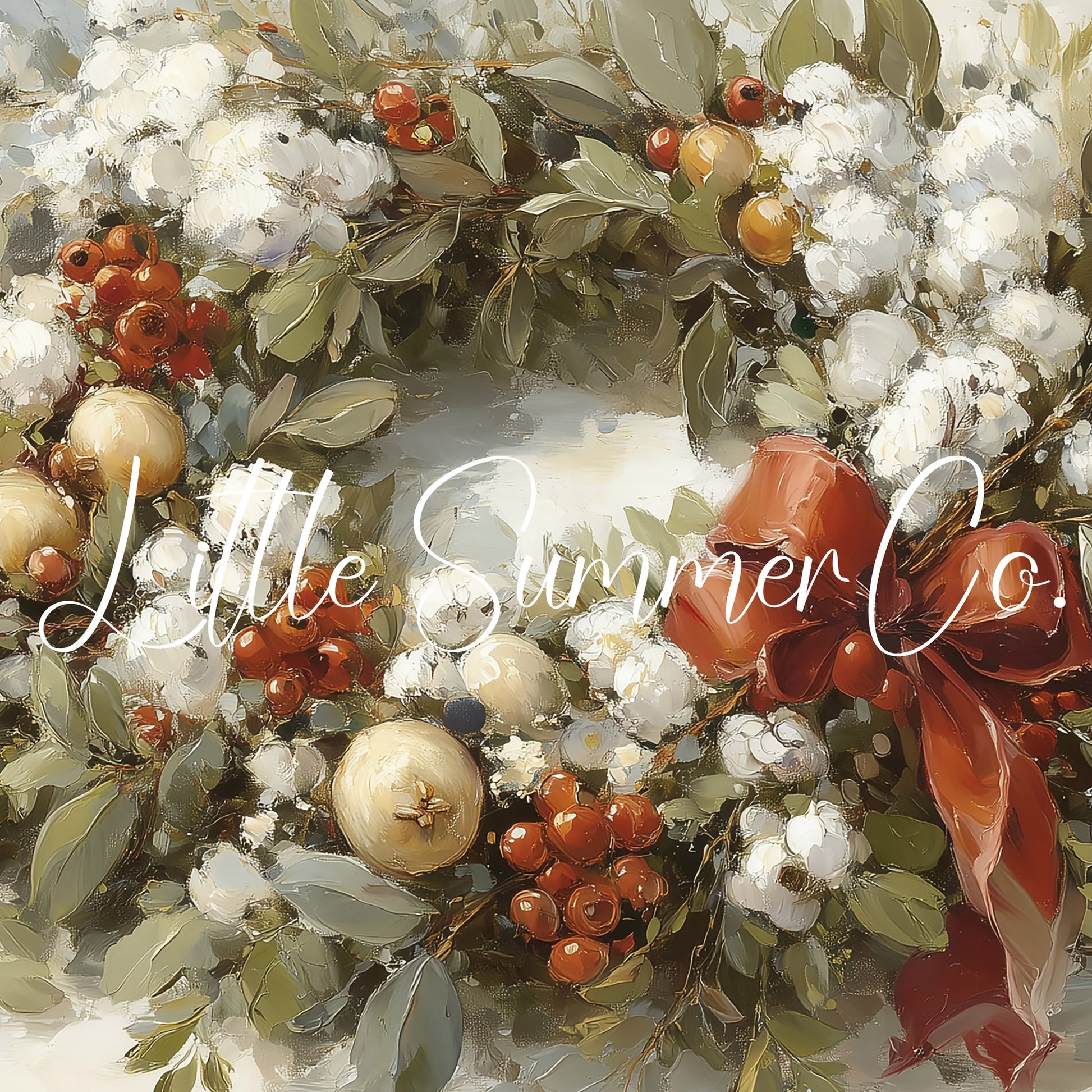 Christmas Wreath with Berries Frame TV Art displayed on a TV