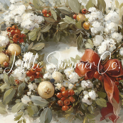 Christmas Wreath with Berries Frame TV Art displayed on a TV