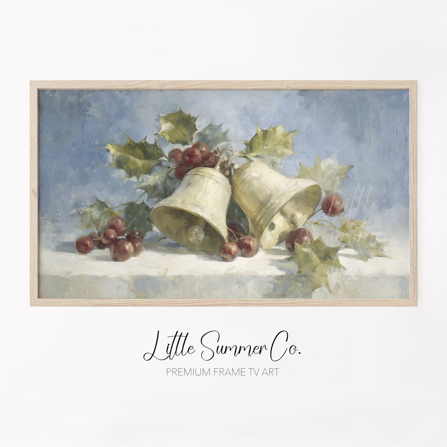 Bells and Berries Frame TV Art displayed on a TV