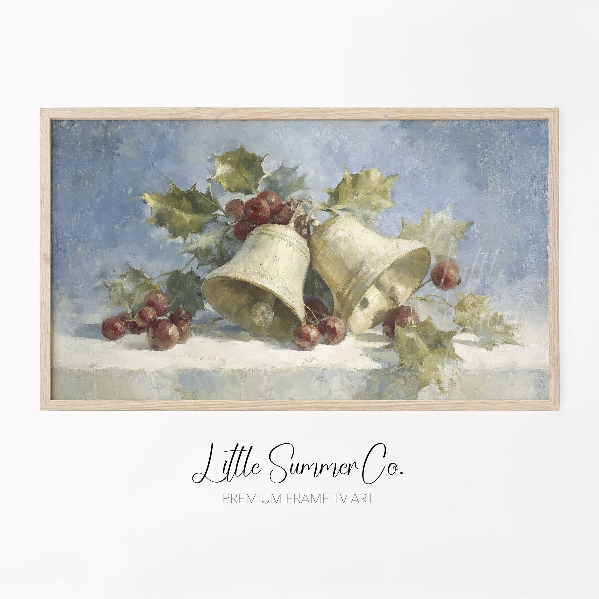 Bells and Berries Frame TV Art displayed on a TV