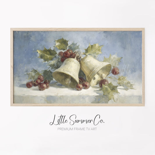 Bells and Berries Frame TV Art displayed on a TV