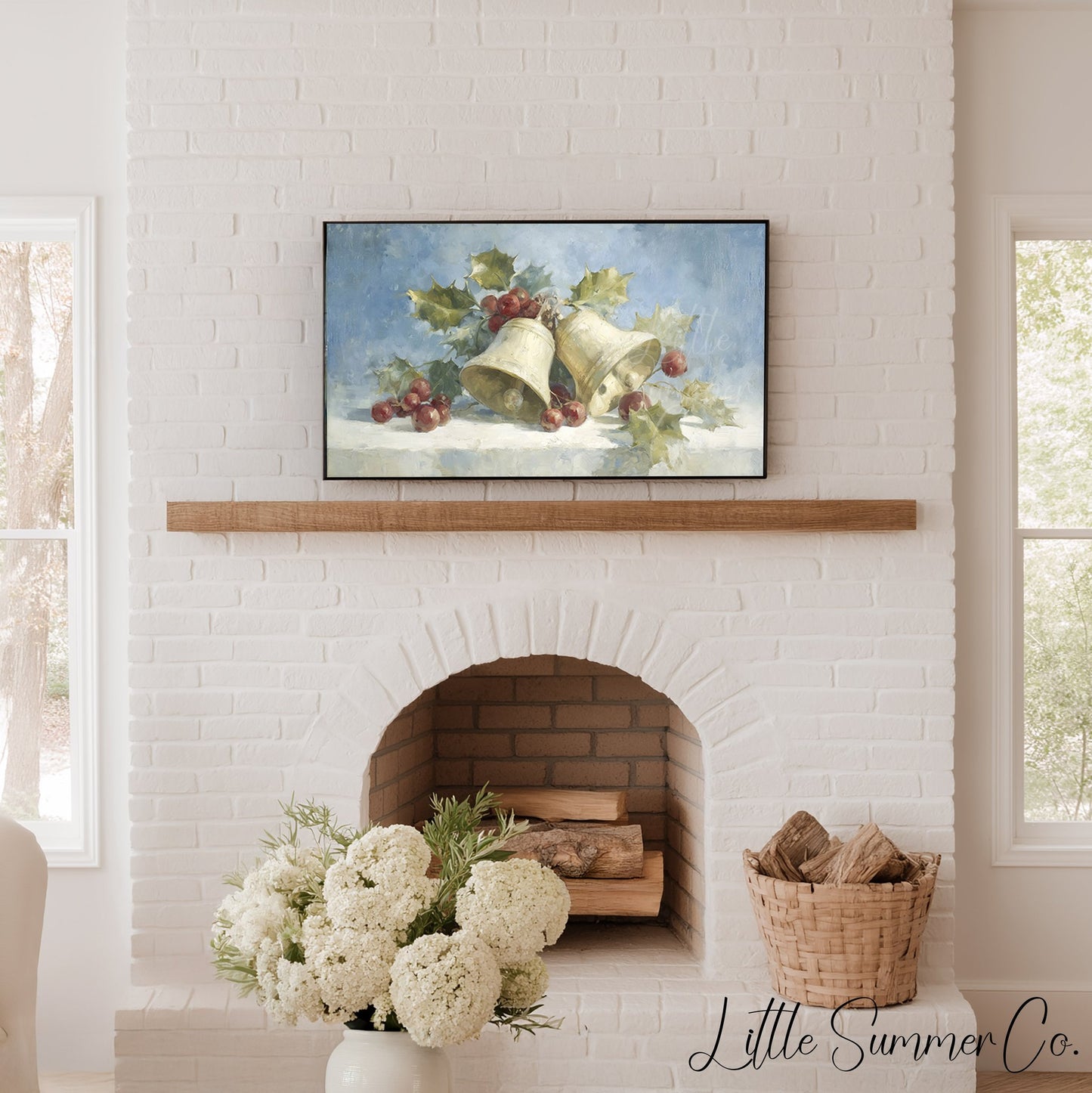 Bells and Berries Frame TV Art displayed on a TV