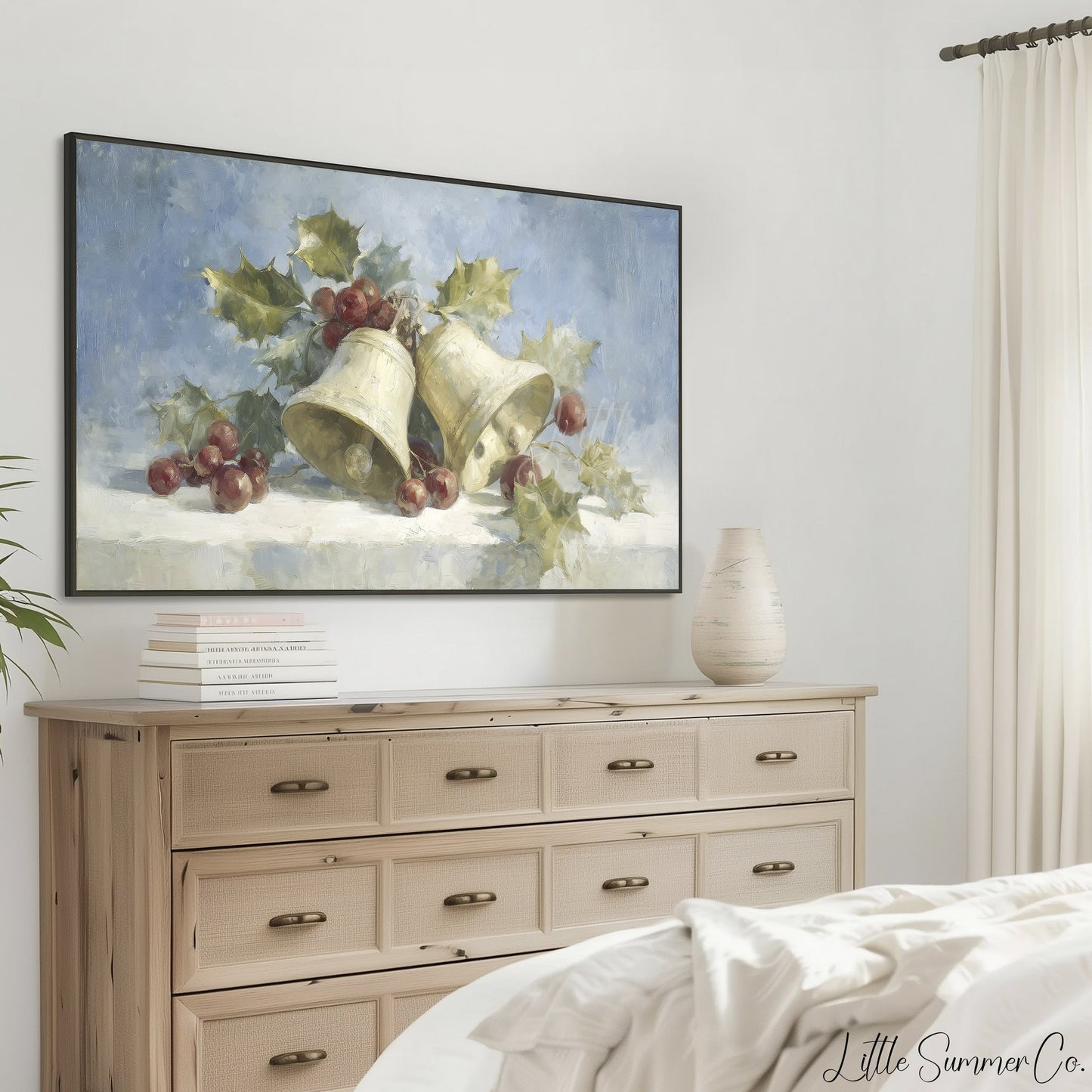 Bells and Berries Frame TV Art displayed on a TV