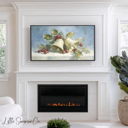 Bells and Berries Frame TV Art displayed on a TV