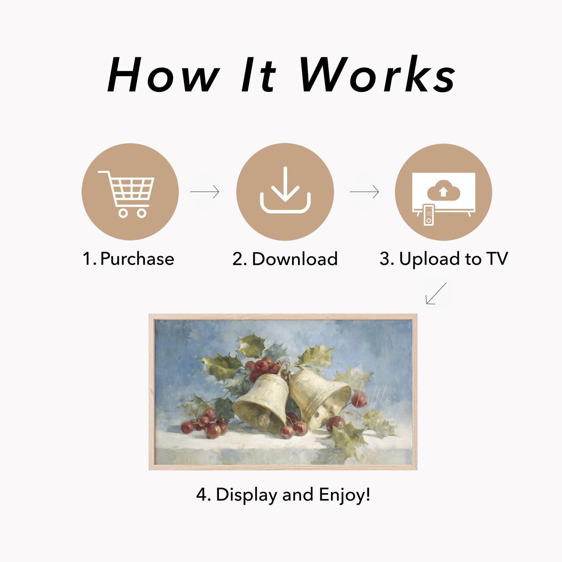 Bells and Berries Frame TV Art displayed on a TV