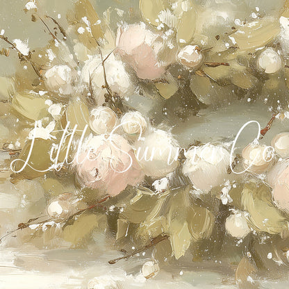 Snowy Rose Arrangement Frame TV Art displayed on a TV