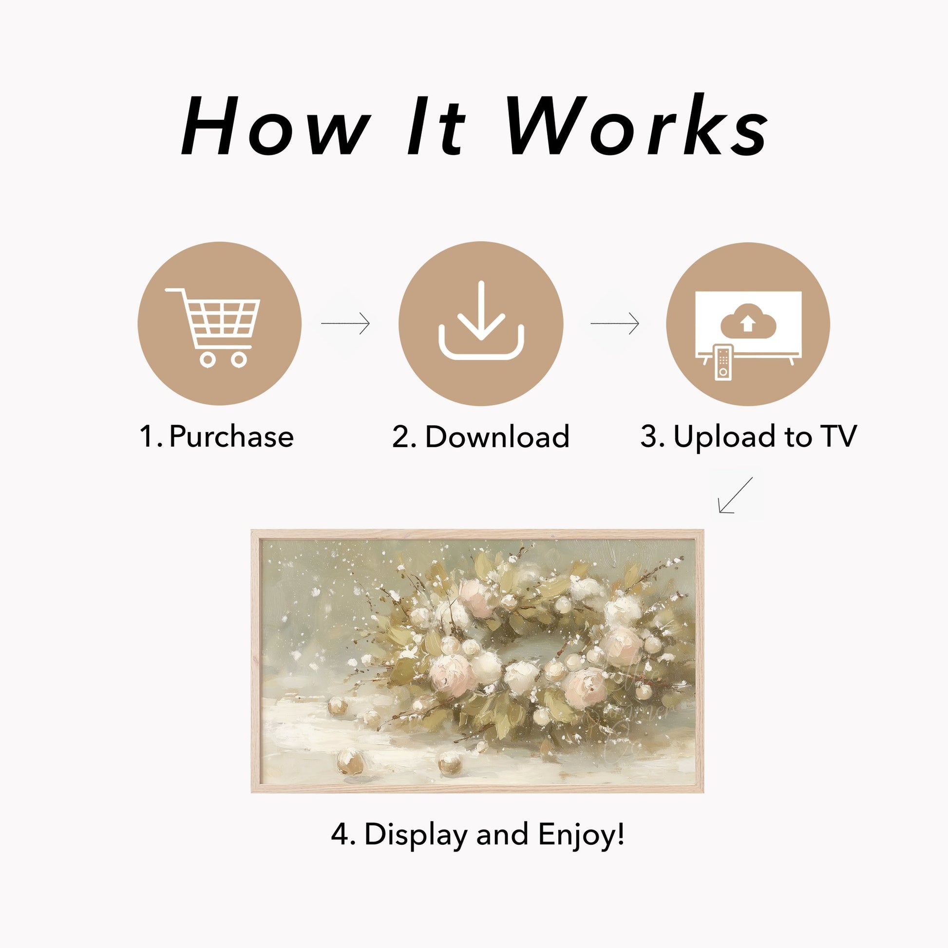 Snowy Rose Arrangement Frame TV Art displayed on a TV