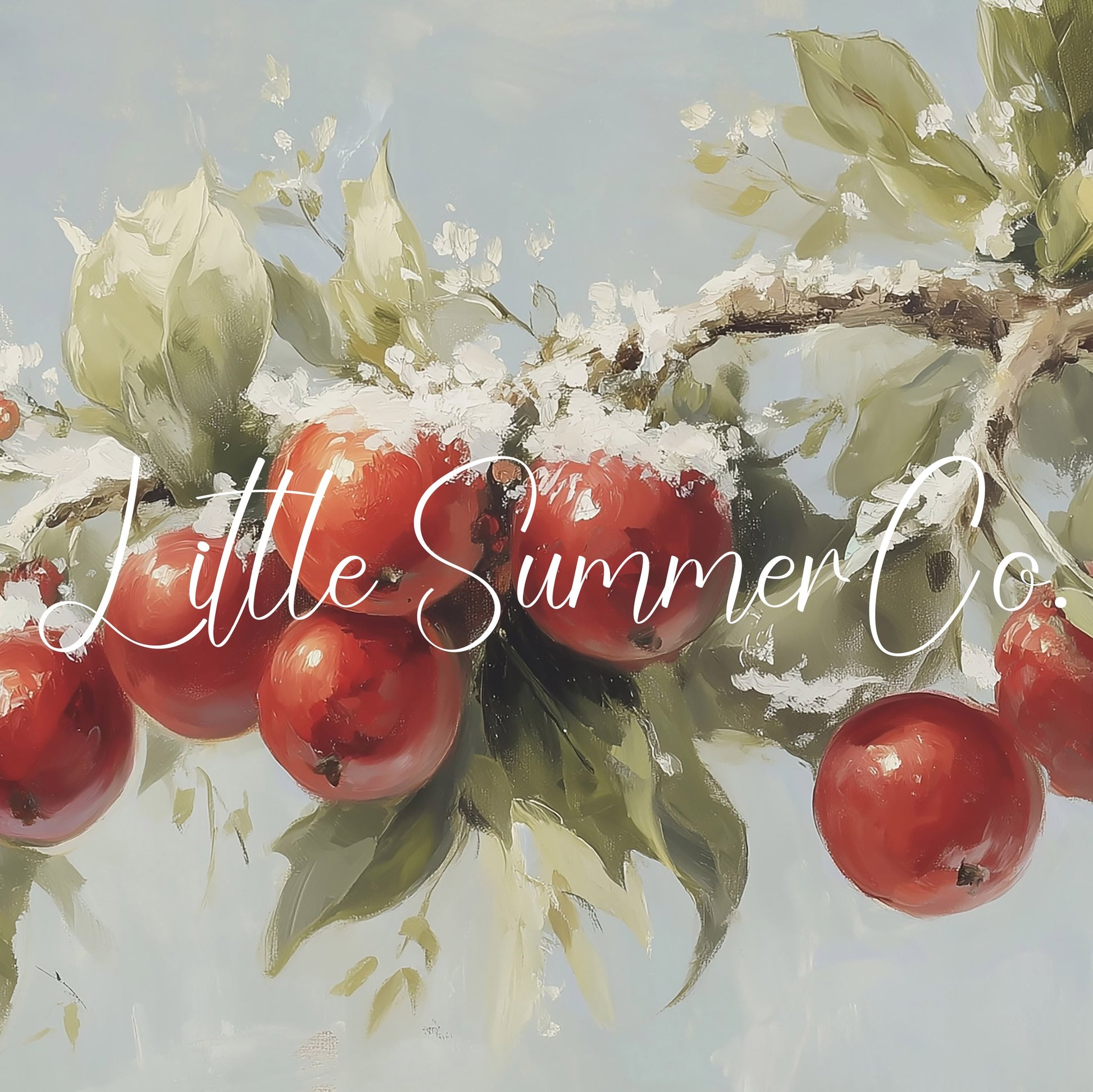 Snowy Apple Branch Frame TV Art displayed on a TV