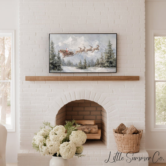 Santa Sleigh in Forest Frame TV Art displayed on a TV
