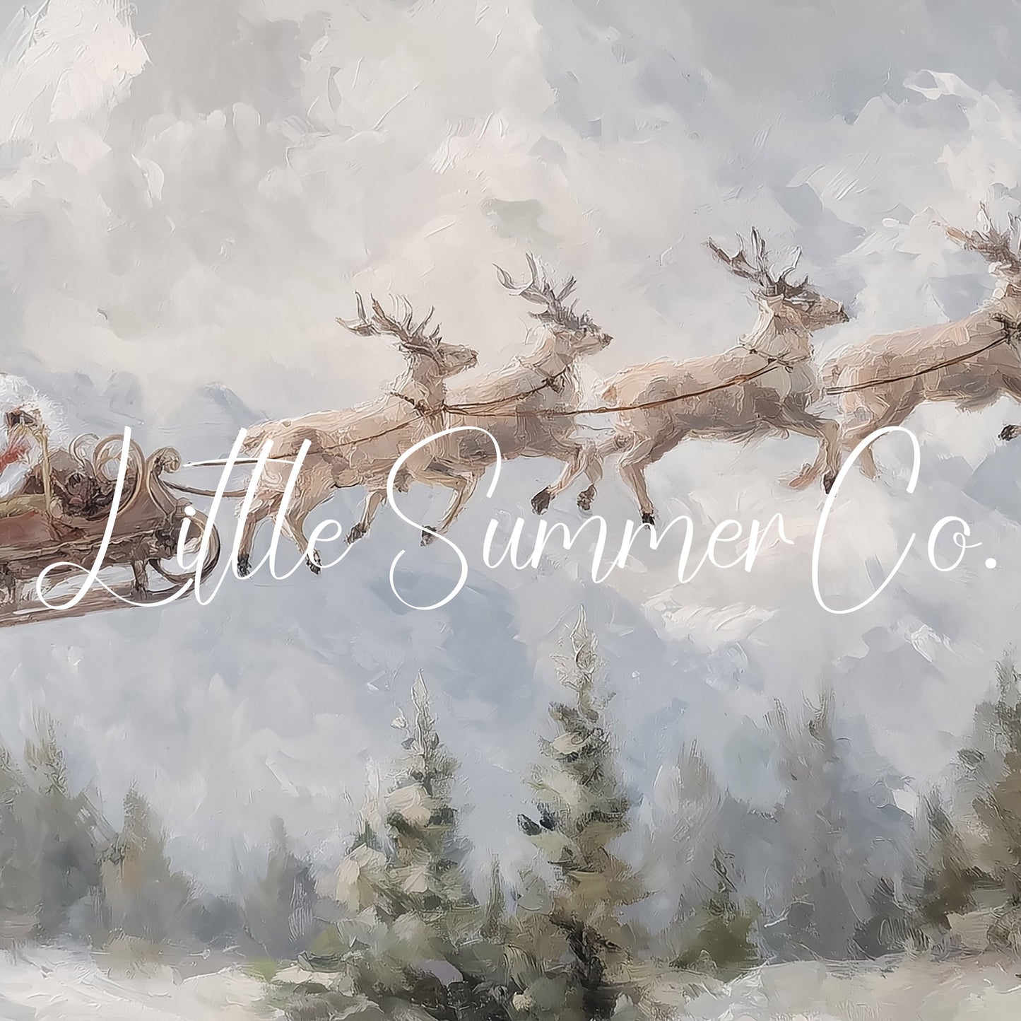 Santa Sleigh in Forest Frame TV Art displayed on a TV